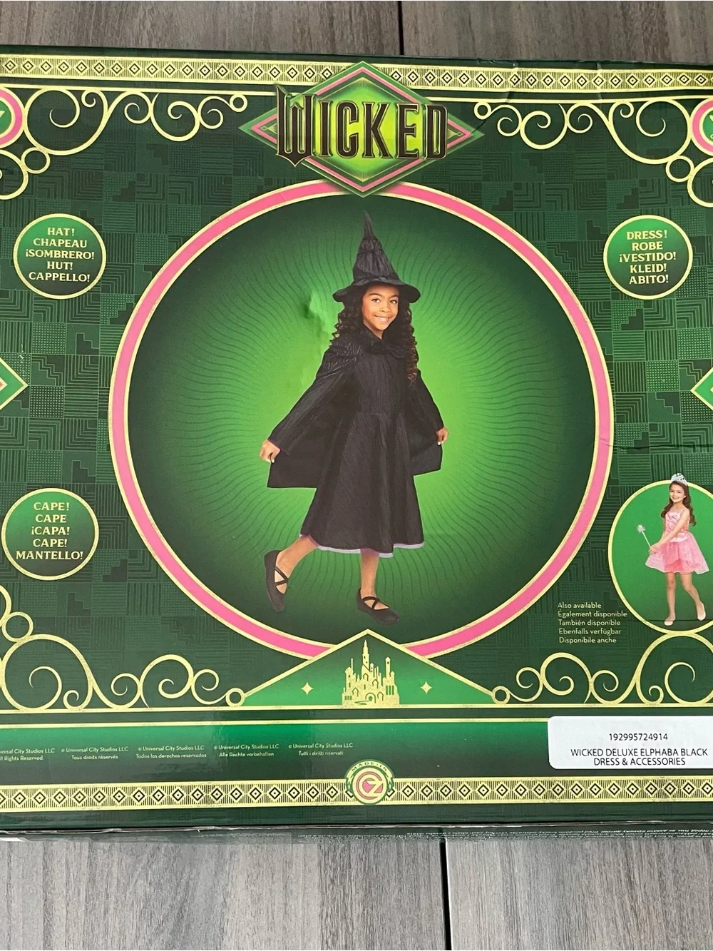 NIB Wicked Movie Deluxe Elphaba Costume Dress Up Set Size 4-6X Kids